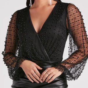 Windsor Luxe Be A Lady Faux Pearl Bodysuit
